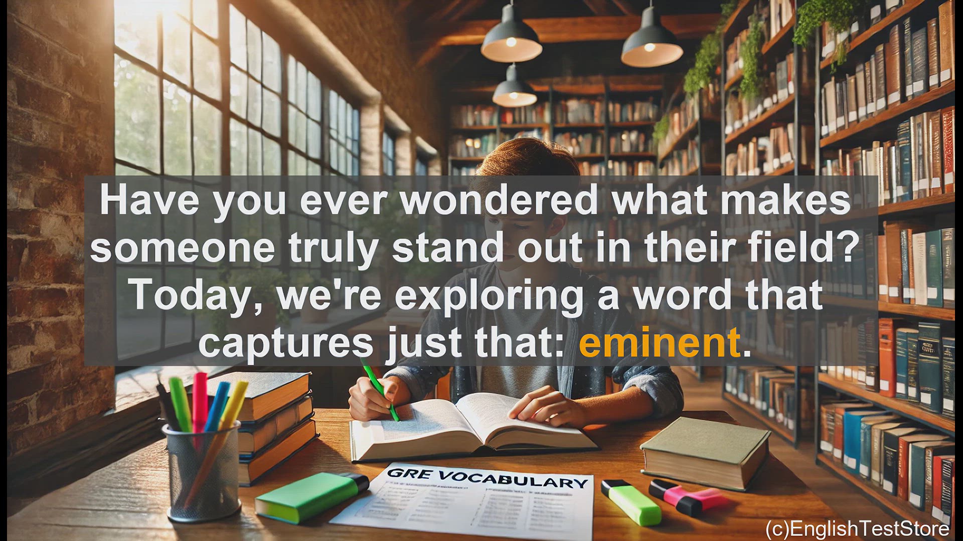 'Video thumbnail for GRE Vocabulary Lesson: Mastering the Meaning of 'Eminent''