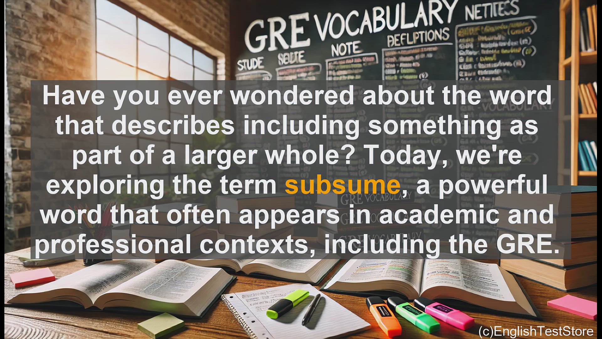 'Video thumbnail for GRE Vocabulary Lesson: Exploring the Meaning and Usage of 'Subsume''