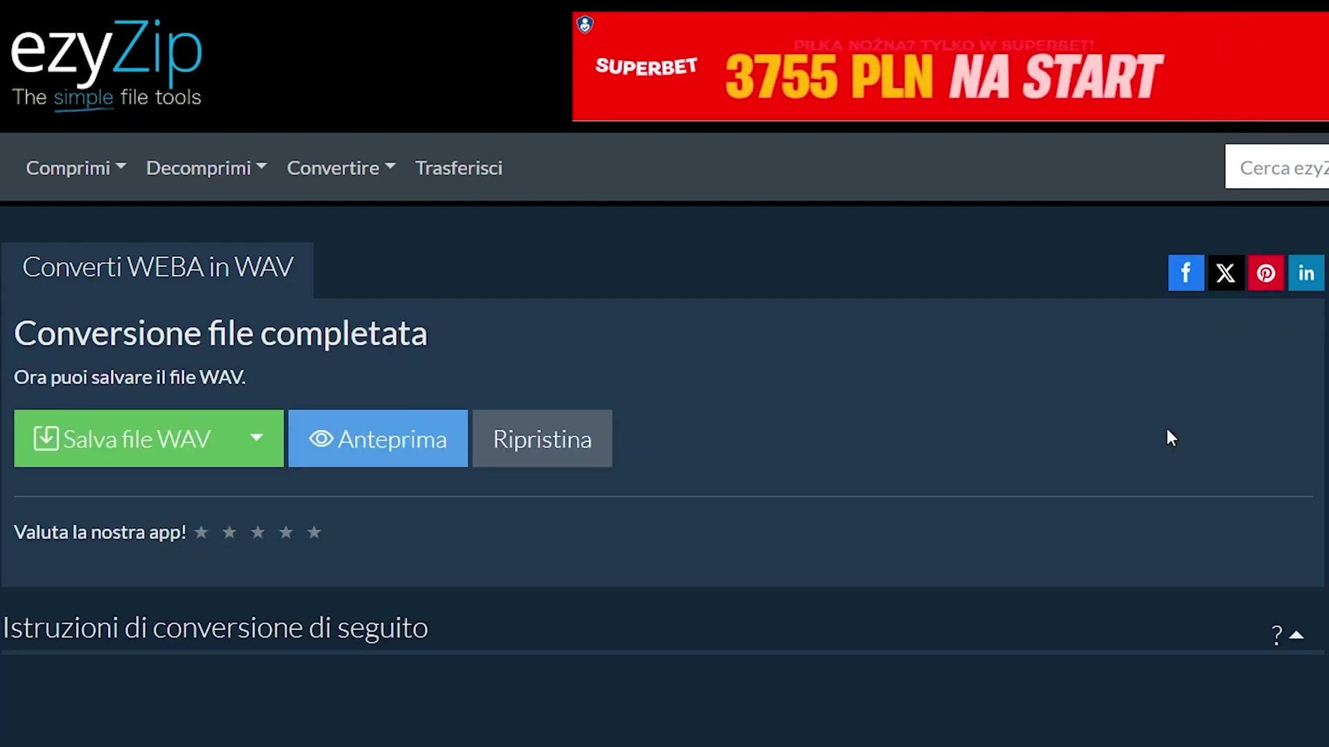 'Video thumbnail for 🎵 Come Convertire WEBA in WAV Online Gratis | Nessuna Installazione Software Richiesta'