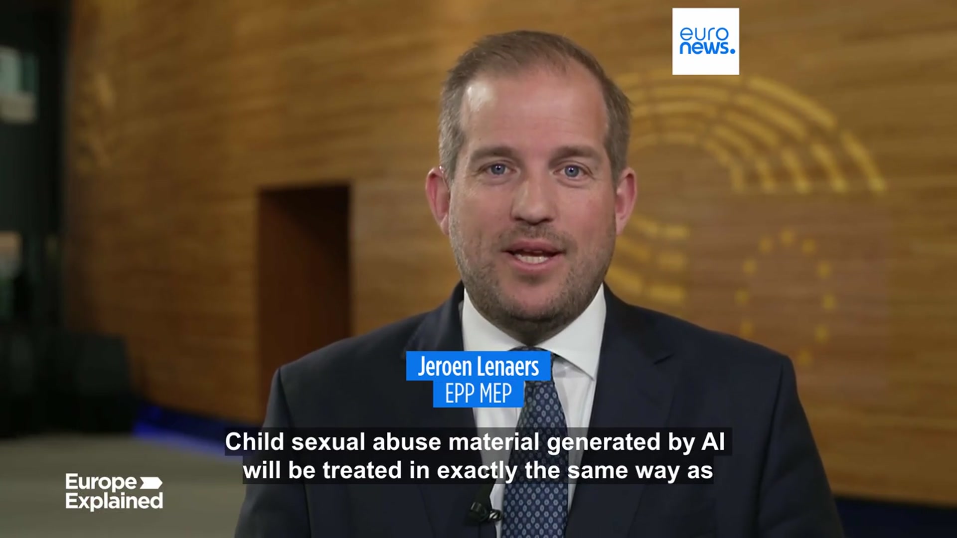 'Video thumbnail for EU Parliament to criminalise AI-generated child abuse material'