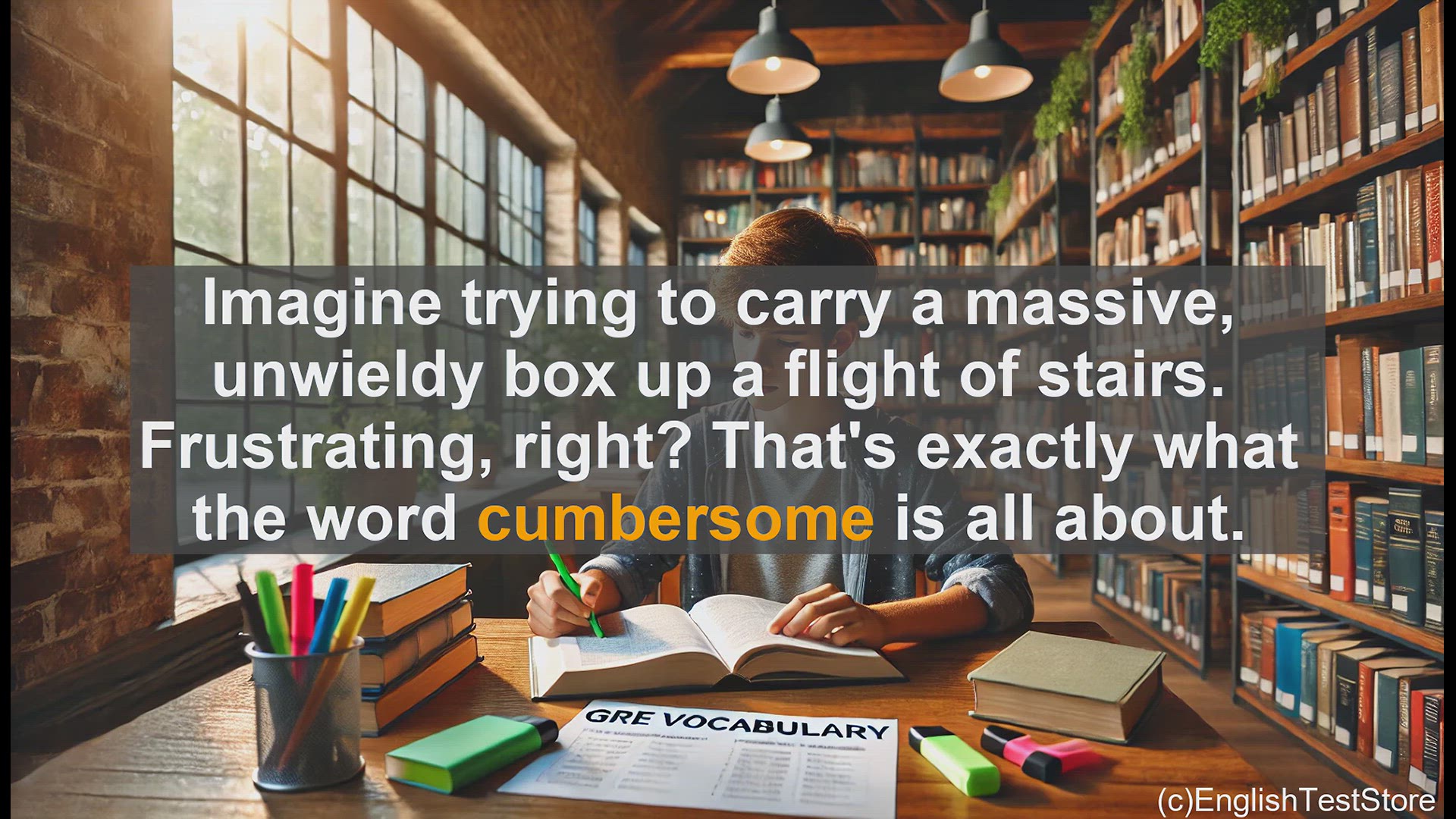 'Video thumbnail for GRE Vocabulary Lesson: Exploring the Vocabulary Term 'Cumbersome''