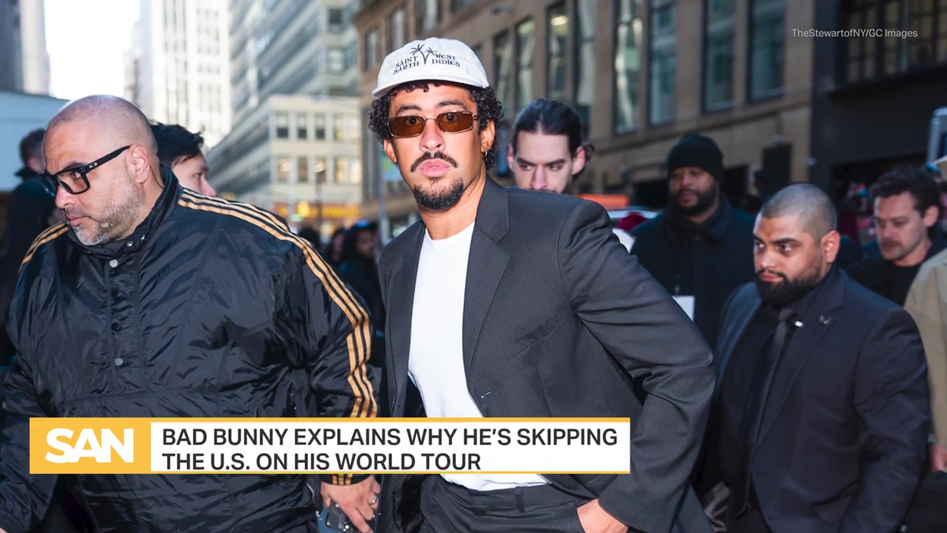 'Video thumbnail for Bad Bunny on skipping US in upcoming tour: 'It's unnecessary''