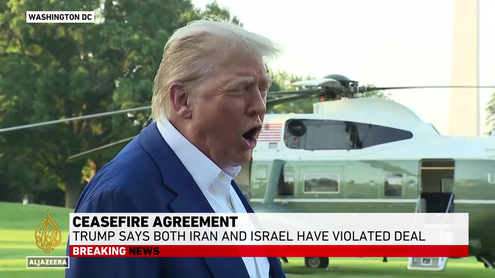 'Video thumbnail for Trump warns Israel not to attack Iran, says both sides breached truce'