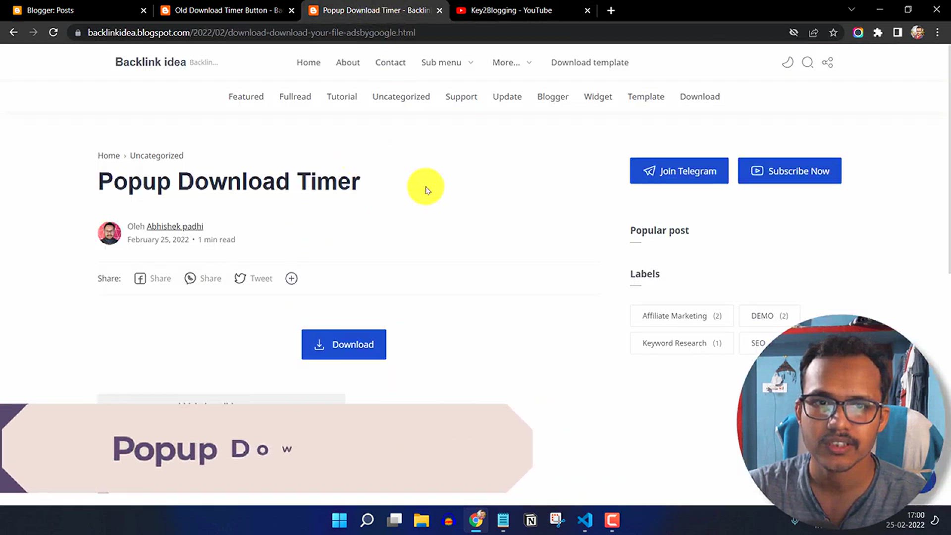 'Video thumbnail for How To Add A Responsive Popup Download Timer Button in Blogger (1)'