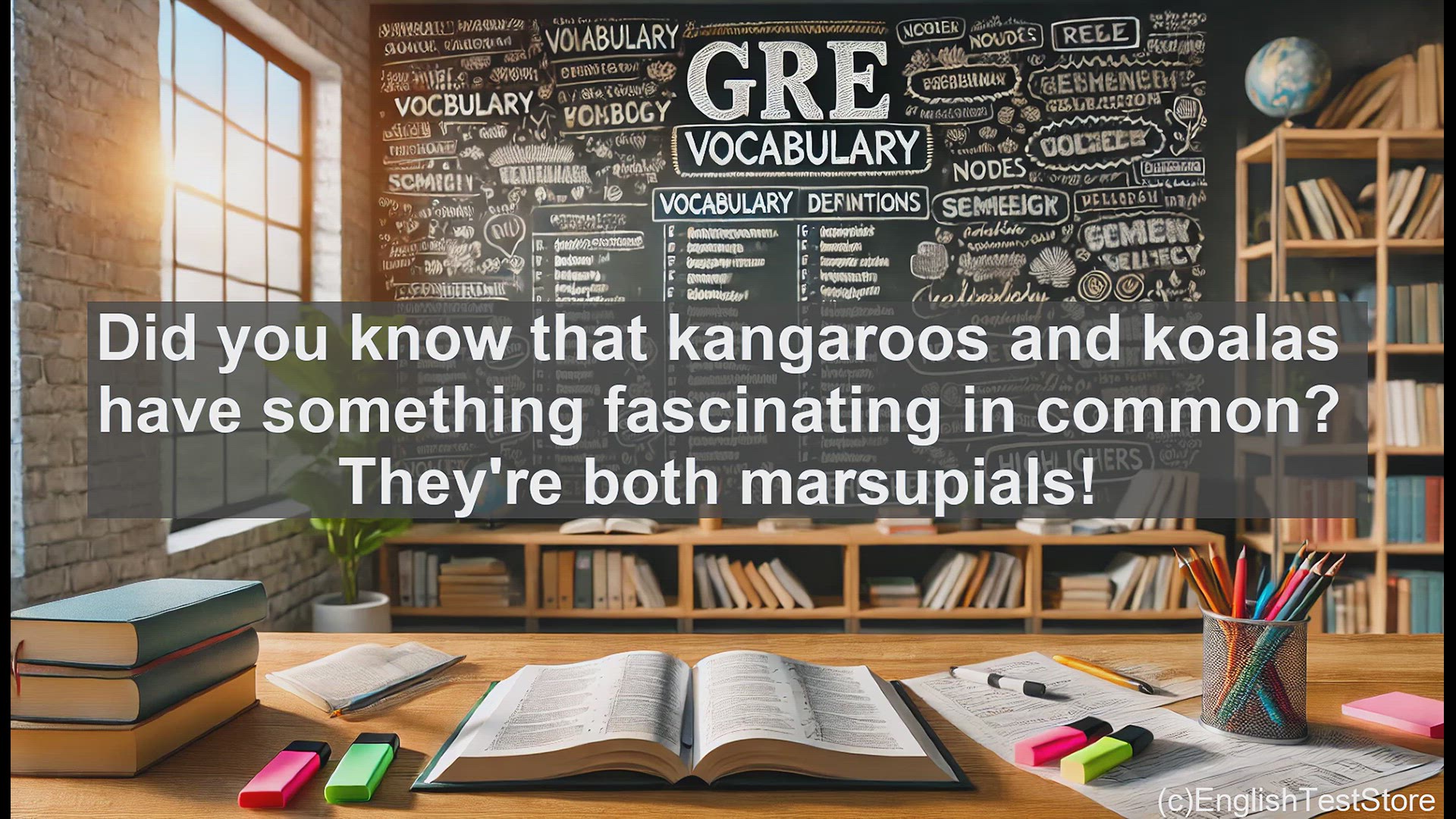 'Video thumbnail for GRE Vocabulary Lesson: Exploring the Fascinating World of Marsupials'