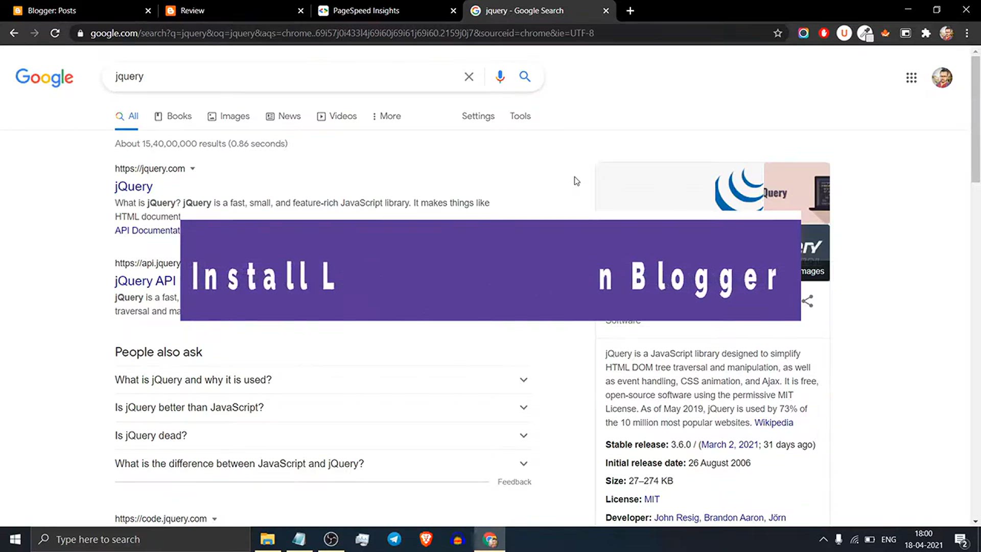 'Video thumbnail for How to add latest version of jQuery in Blogger _ install jQuery 3.5.1'