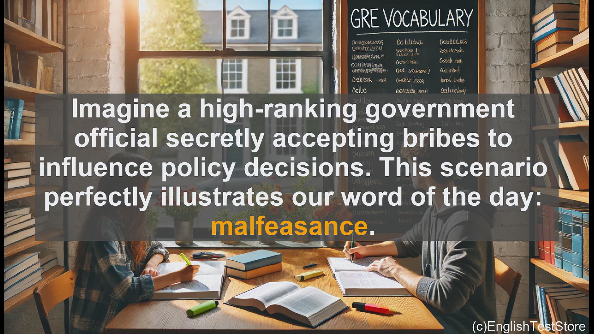 'Video thumbnail for GRE Vocabulary Lesson: Malfeasance - Uncovering Wrongdoing in Positions of Power'