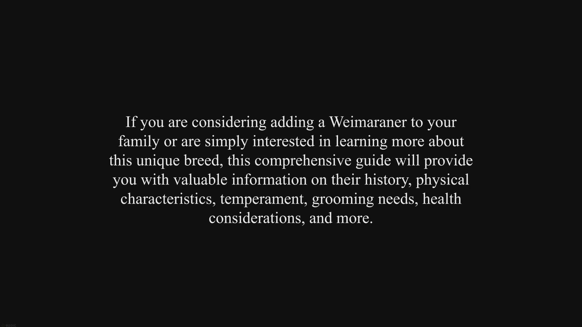 Video thumbnail for Weimaraner Dog Breed Information & Characteristics