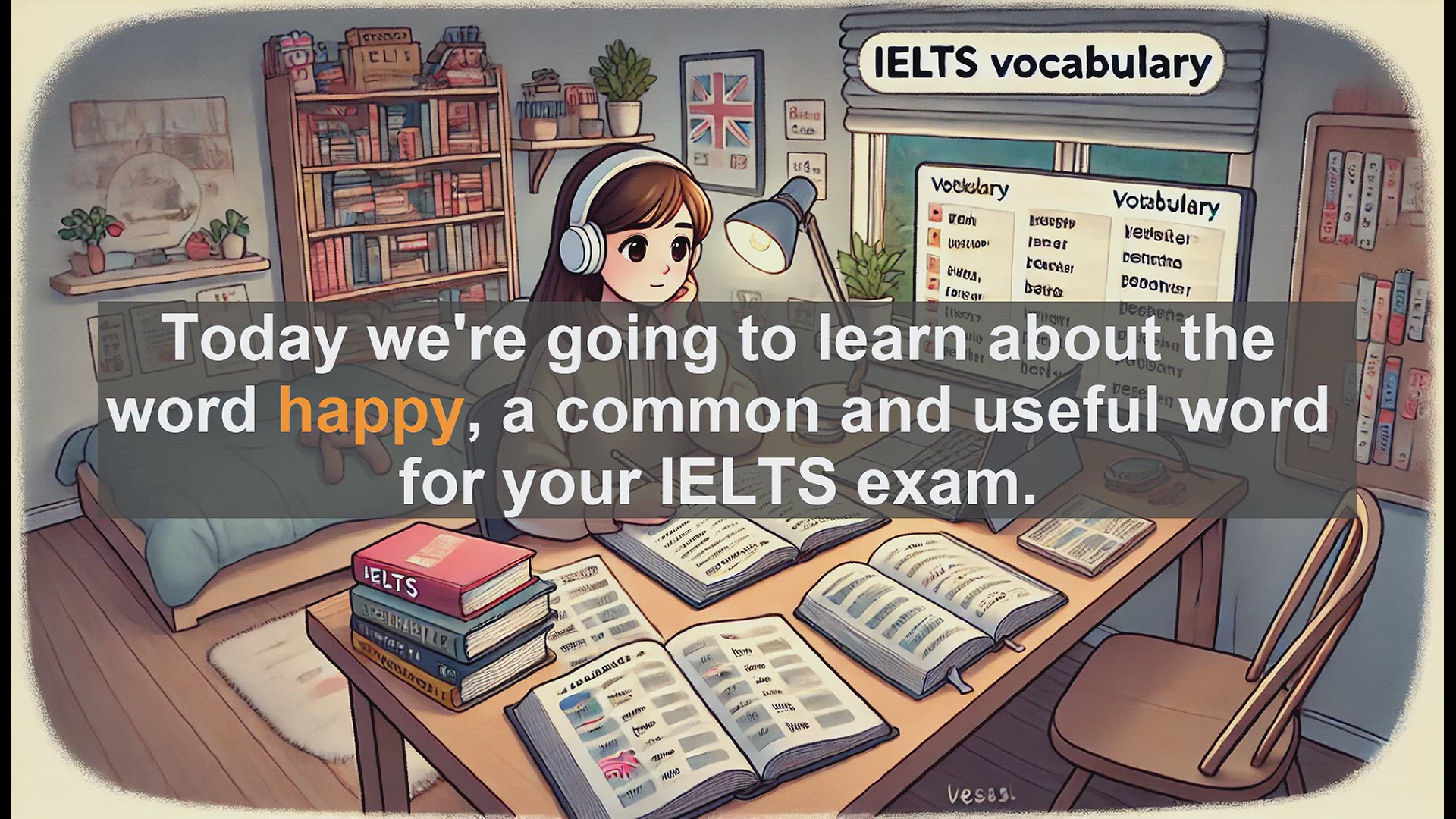 'Video thumbnail for 2500 Must Know IELTS 5.5 Vocabulary - Understanding 'Happy': Essential IELTS Vocabulary'