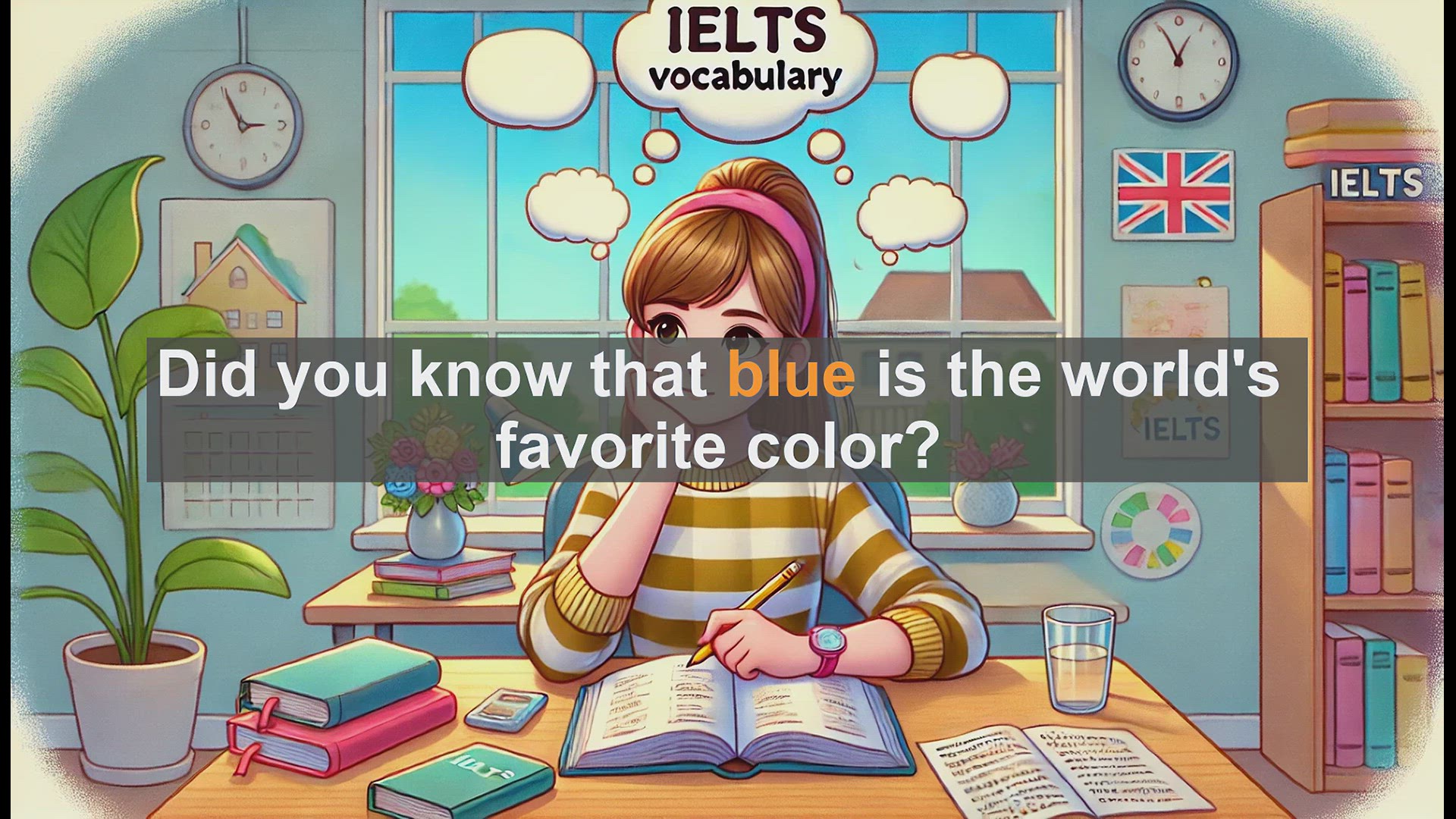 'Video thumbnail for 2500 Must Know IELTS 5.5 Vocabulary - Blue: Exploring the World's Favorite Color for IELTS Learners'