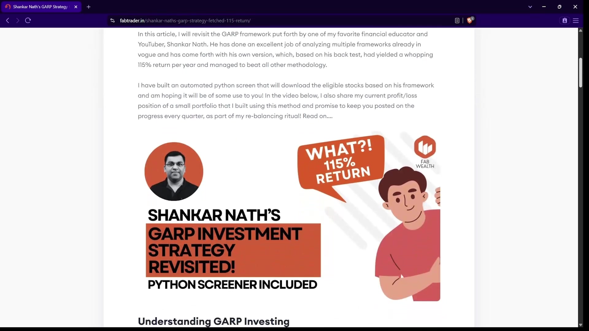 Video thumbnail for Shankar Nath GARP investing strategy new