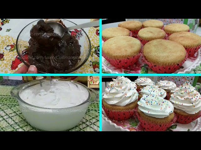 'Video thumbnail for Recheio de Chocolate e Cobertura de Chantininho - COMO FAZER CUPCAKE'