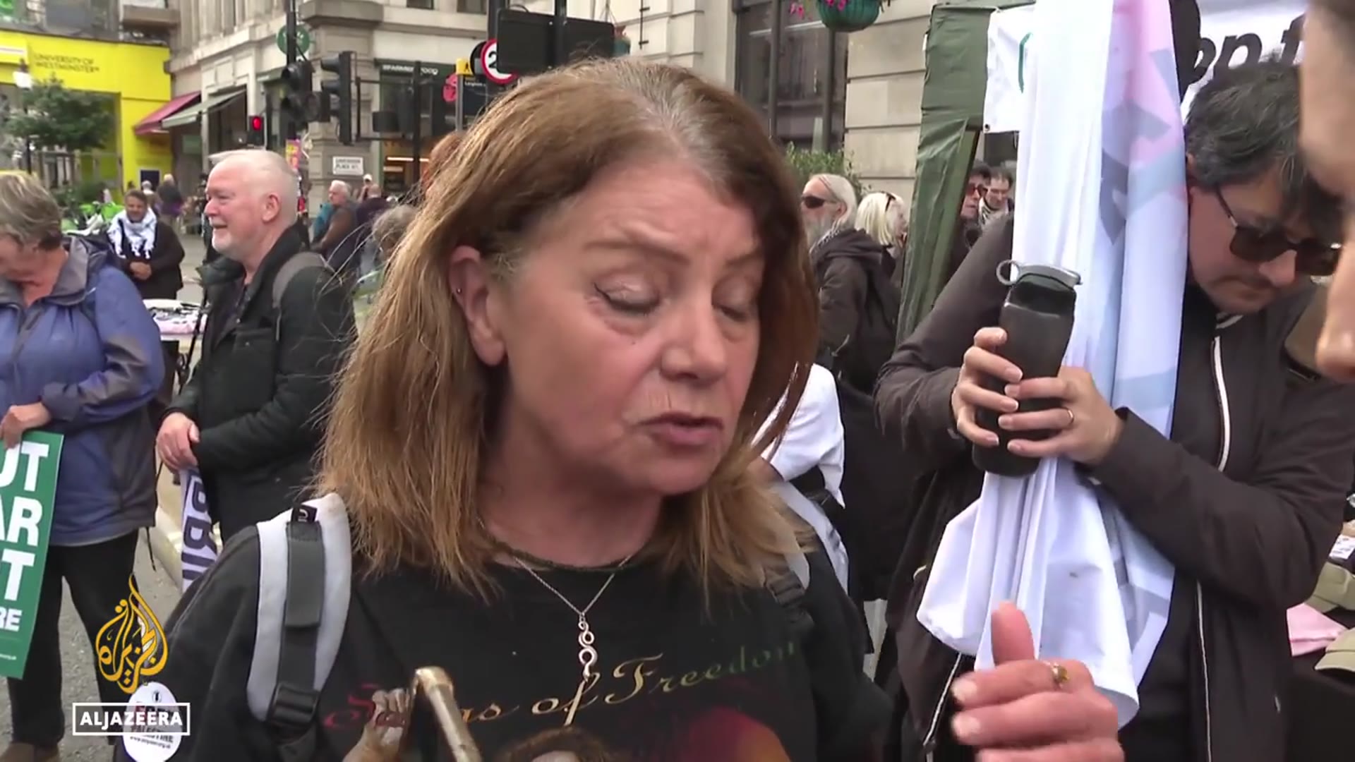 'Video thumbnail for London protesters demand ‘Welfare not Warfare’ amid military spending rise'
