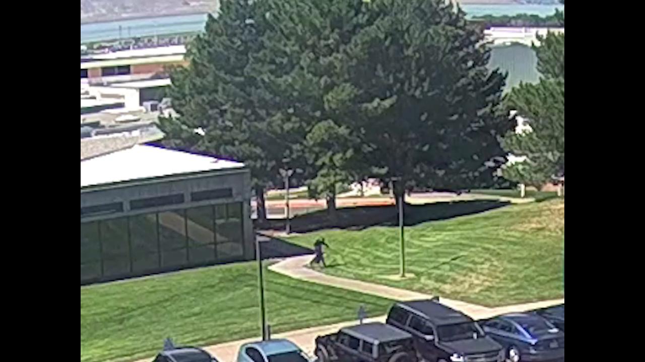 Video thumbnail for Charlie Kirk murder suspect seen running from roof in bombshell new footage