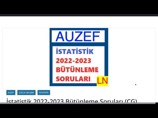 'Video thumbnail for Auzef İstatistik 2023 Bütünleme Soruları -Çocuk Gelişimi'