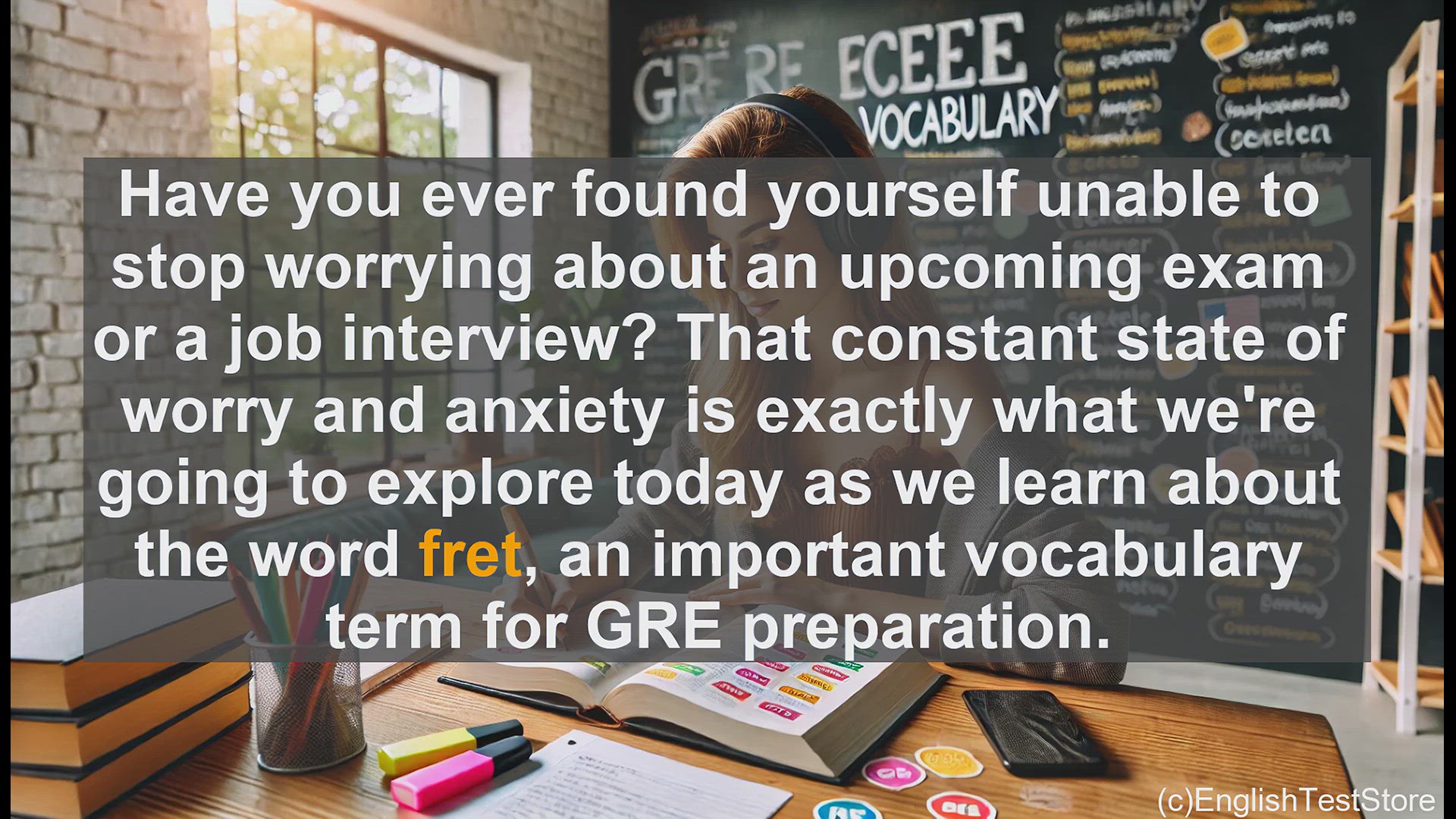 'Video thumbnail for GRE Vocabulary Lesson: Mastering the Vocabulary Term 'Fret' - Conquering Worry and Anxiety'