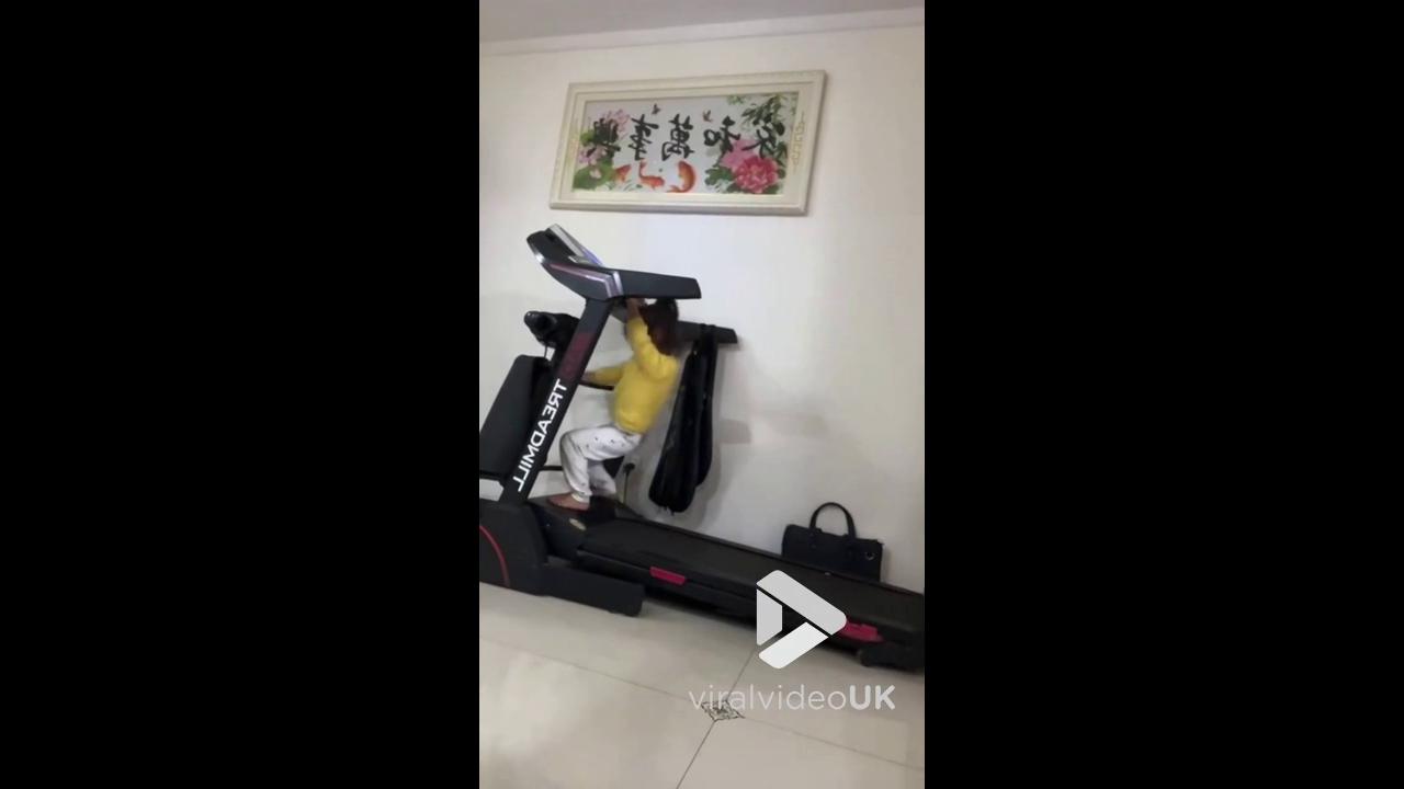 Video thumbnail for VV5011 Little girl has treadmill mishap