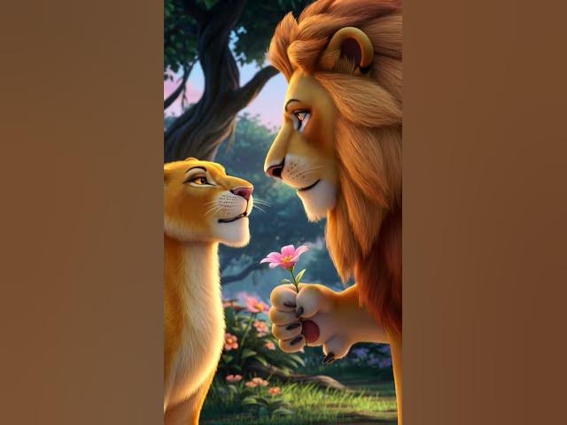 Video thumbnail for #LionLoveStory #SherAurSherni #AnimalLove #WildlifeRomance #EmotionalStory #AIShorts