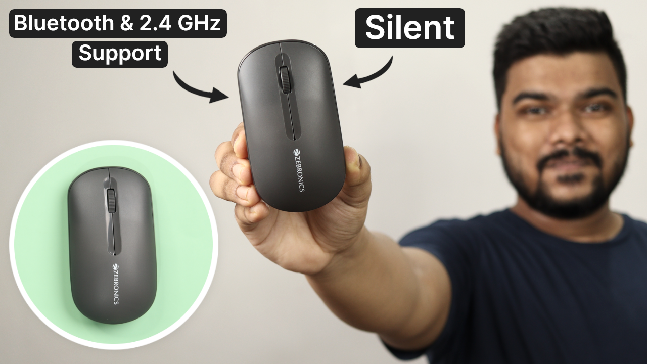 'Video thumbnail for Silent Wireless Mouse With Bluetooth & 2.4 GHz Support | Zebronics Zeb Pulse Review'