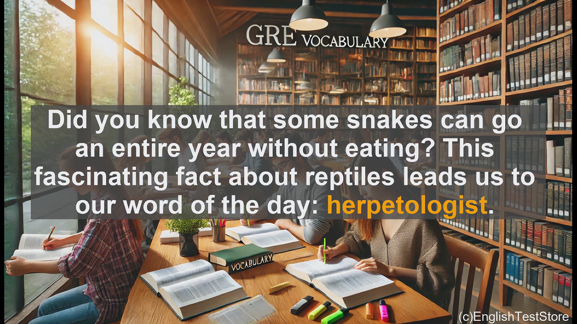 'Video thumbnail for GRE Vocabulary Lesson: Exploring the Fascinating World of Herpetology'