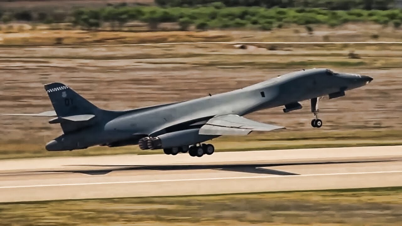 Video thumbnail for B-1B Bombers Takeoff At Andersen AFB & Dyess AFB (2022)