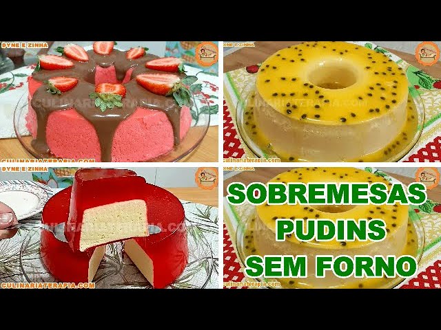 'Video thumbnail for SEM FOGO! 3 RECEITAS DE PUDIM DE MORANGO - PUDIM DE MARACUJÁ E GELATINA RECHEADA COM MOUSSE'