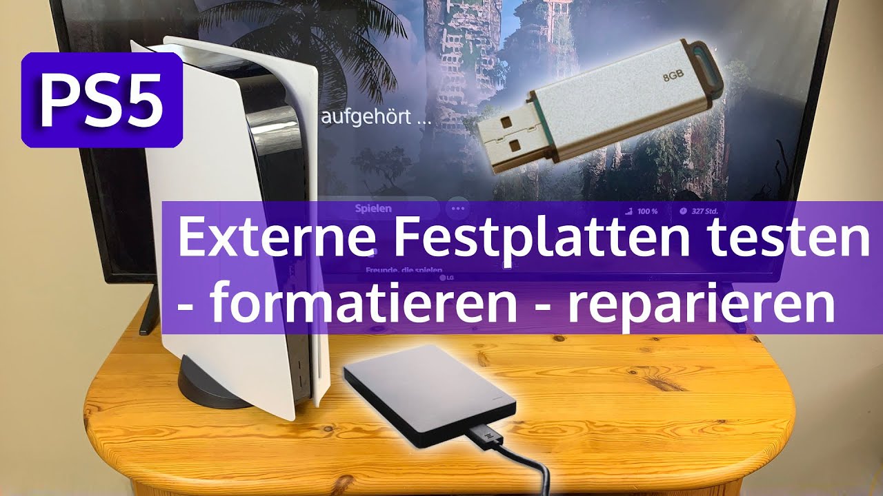 'Video thumbnail for PS5 Externe Festplatte testen - formatieren - reparieren'