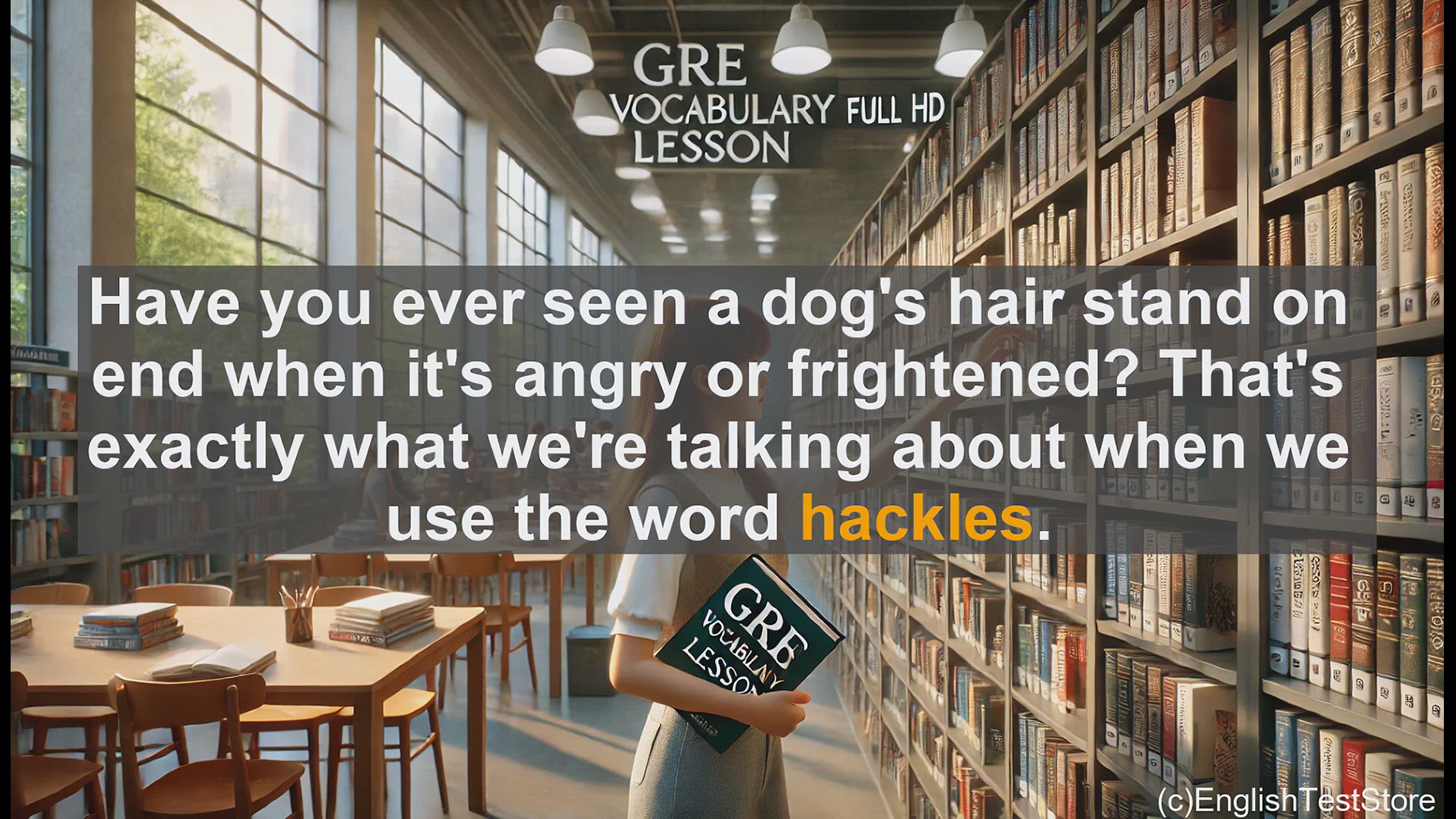 'Video thumbnail for GRE Vocabulary Lesson: The Intriguing Meaning of Hackles - From Animals to Humans'