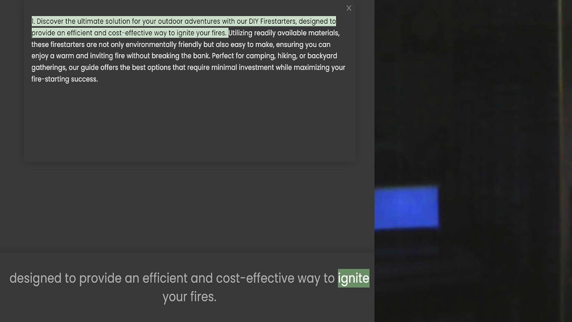 Video thumbnail for 1. Discover the ultimate solution for your outdoor adventures with our DIY Firestarters, designed to provide an efficient and cost-effective way to ignite your fires. Utilizing readily available materials, these firestarters are not only