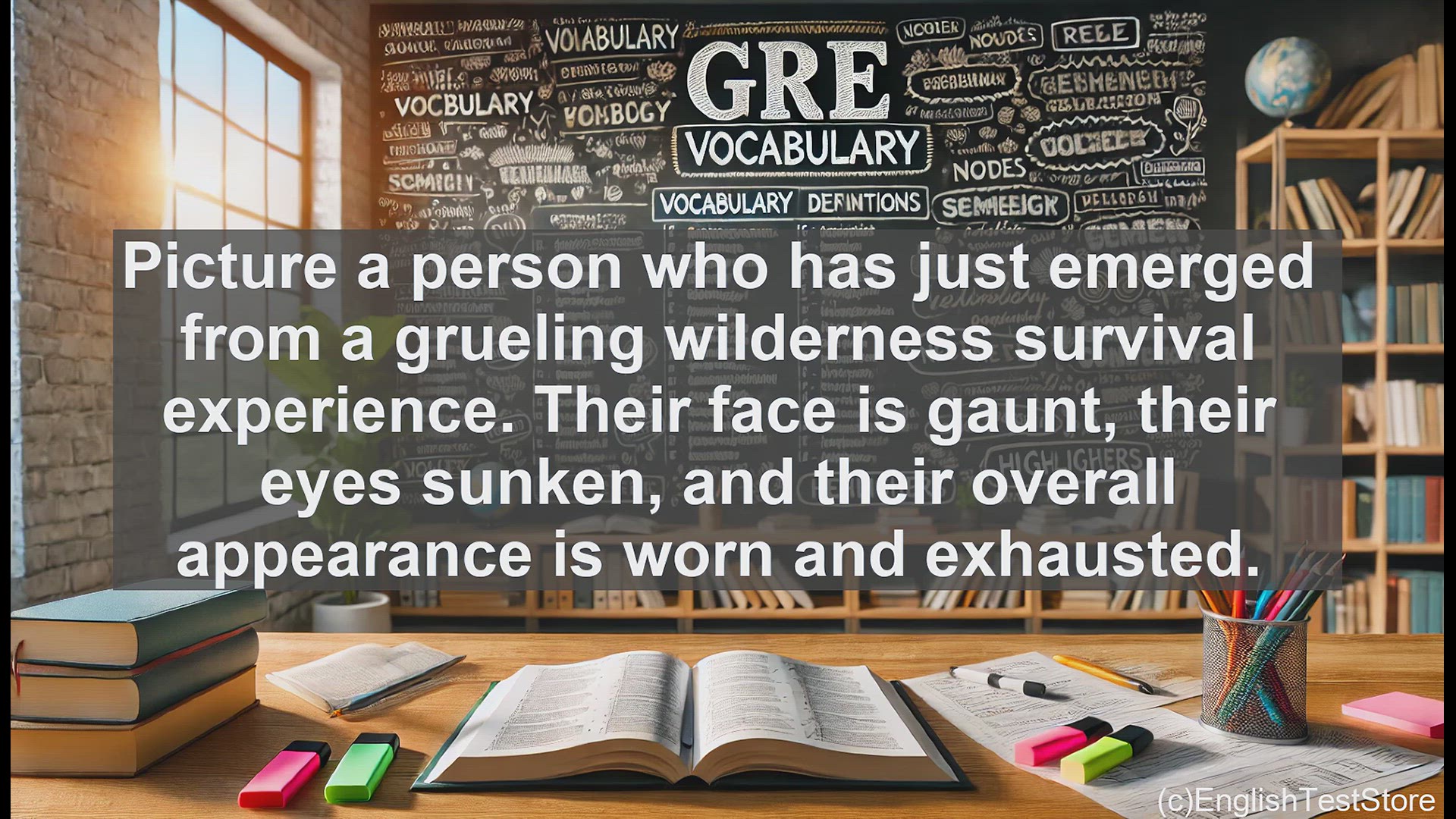 'Video thumbnail for GRE Vocabulary Lesson: Weathered by the Wild - A Haggard Survivor's Tale'