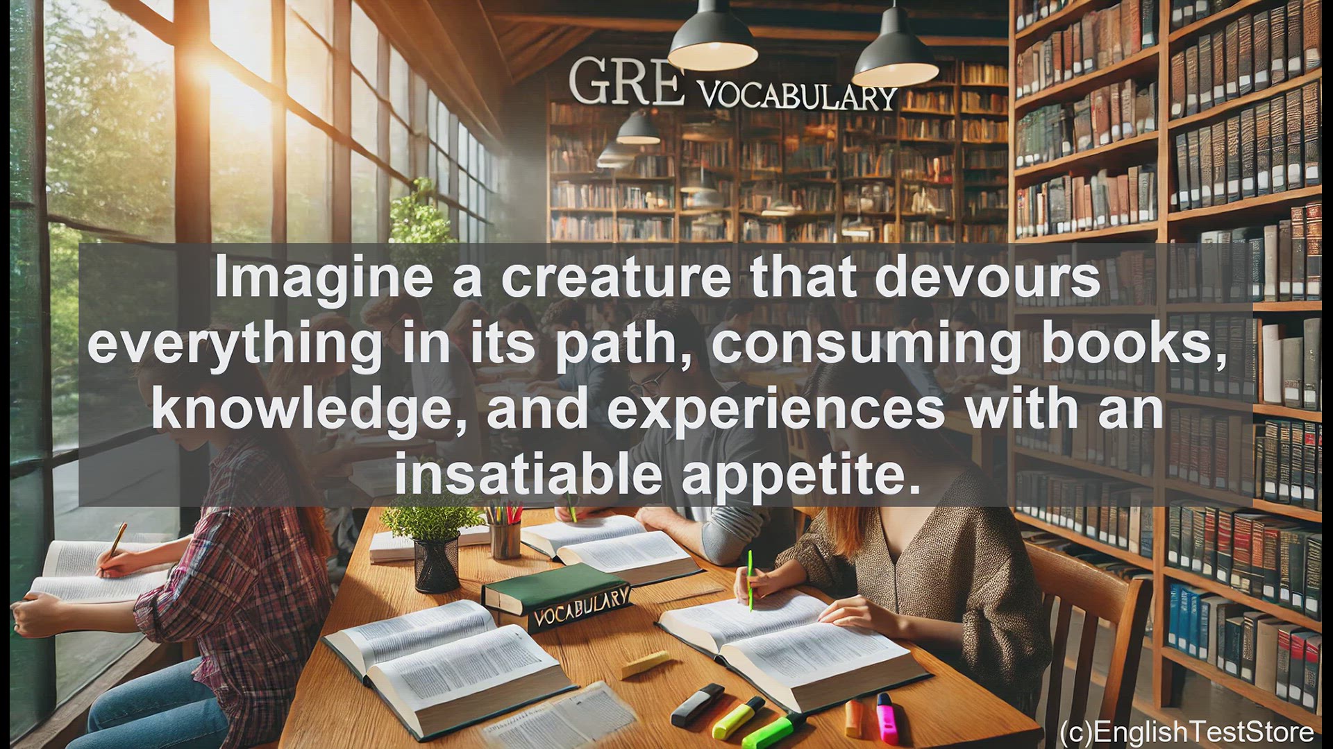 'Video thumbnail for GRE Vocabulary Lesson: The Insatiable Appetite - Exploring the Meaning of Voracious'