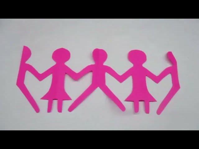 'Video thumbnail for fazer Bonecos de Mãos Dadas em Kirigami'