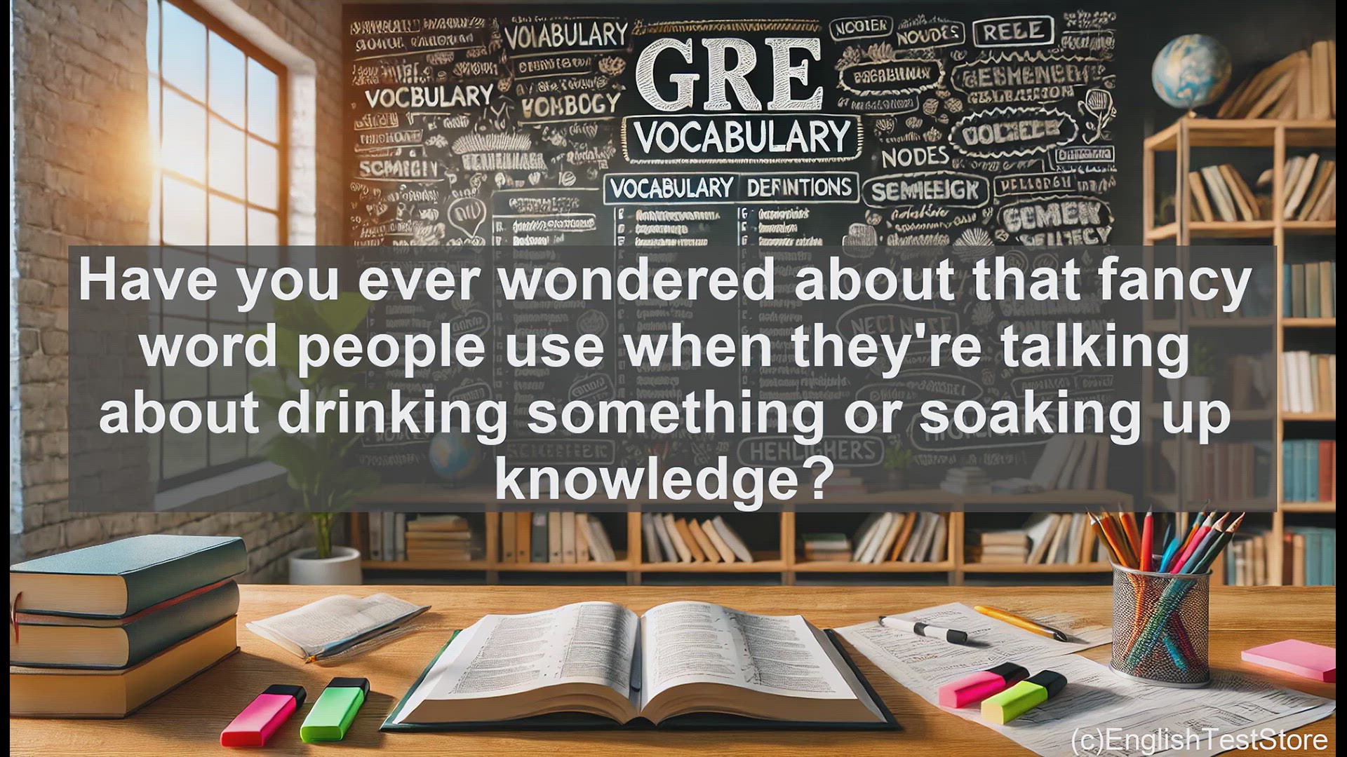 'Video thumbnail for GRE Vocabulary Lesson: Exploring the Versatile Word 'Imbibe''