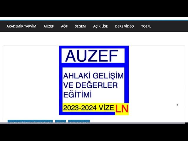 'Video thumbnail for Auzef Ahlaki Gelişim ve Değerler Eğitimi 2024 Vize Soruları'