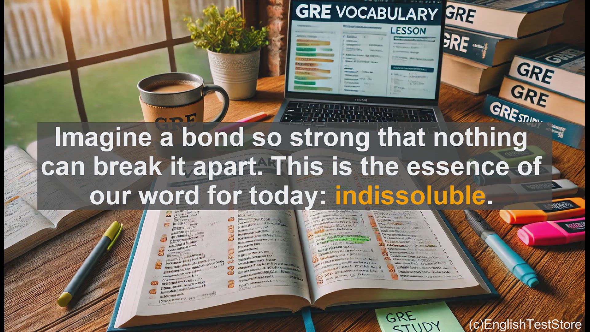 'Video thumbnail for GRE Vocabulary Lesson: The Unbreakable Bond - Exploring the Meaning of Indissoluble'