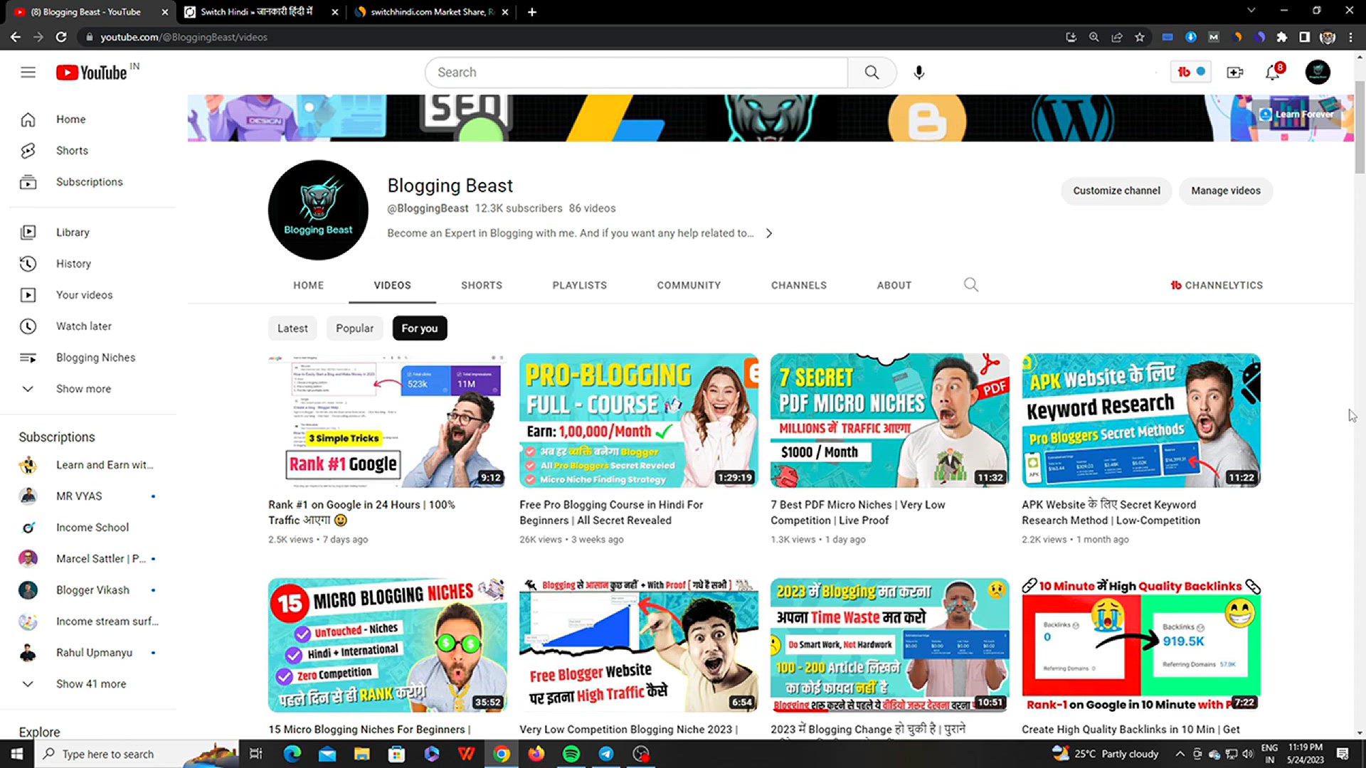 'Video thumbnail for Very Low Competition Hindi Blogging Niche _ _DO SMART WORK_'