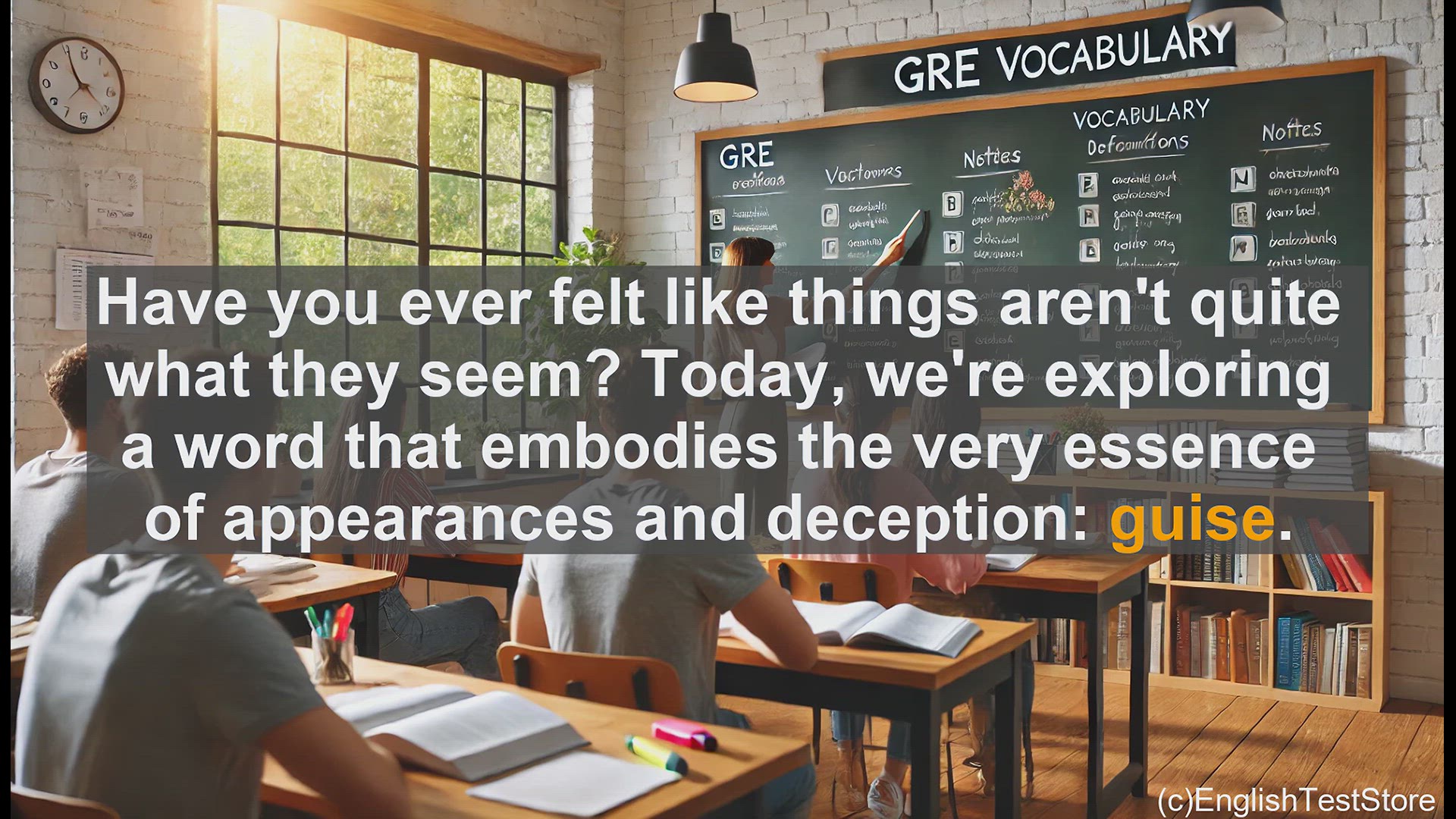 'Video thumbnail for GRE Vocabulary Lesson: Unveiling the Guise - Exploring the Art of Appearances and Deception'
