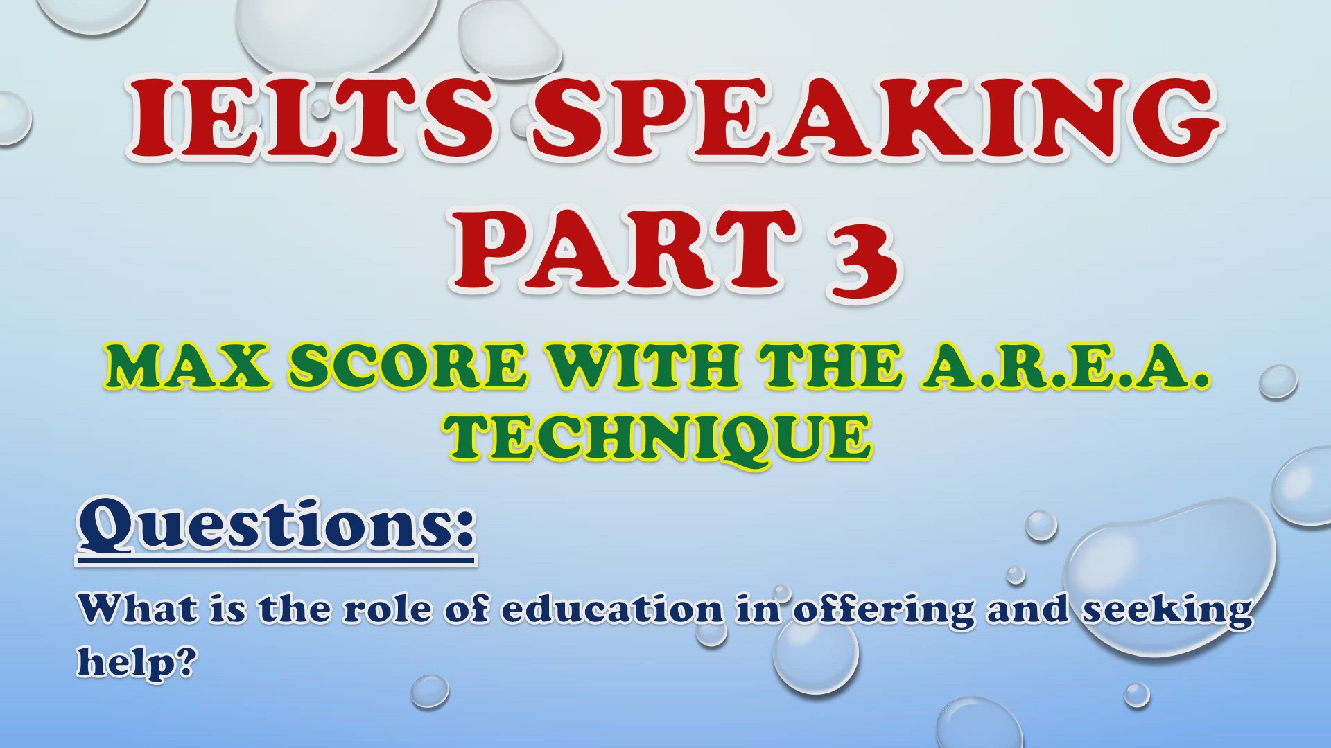 'Video thumbnail for What is the role of education in offering and seeking help? - IELTS Speaking Part 3'