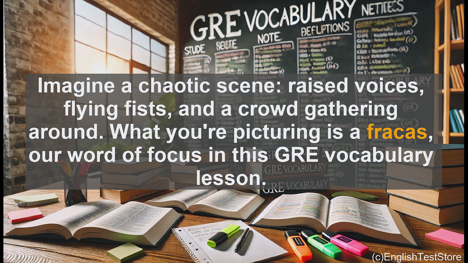 'Video thumbnail for GRE Vocabulary Lesson: Fracas - Mastering the Vocabulary of Chaos'