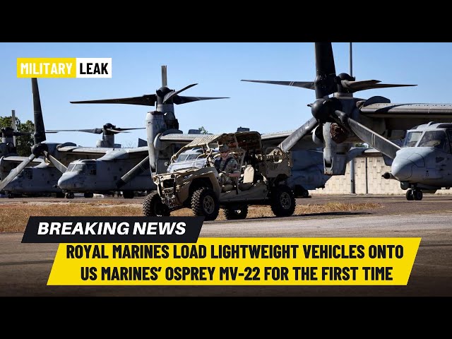 'Video thumbnail for Royal Marines Load Lightweight Vehicles Onto US Marines’ Osprey MV-22 for the First Time'