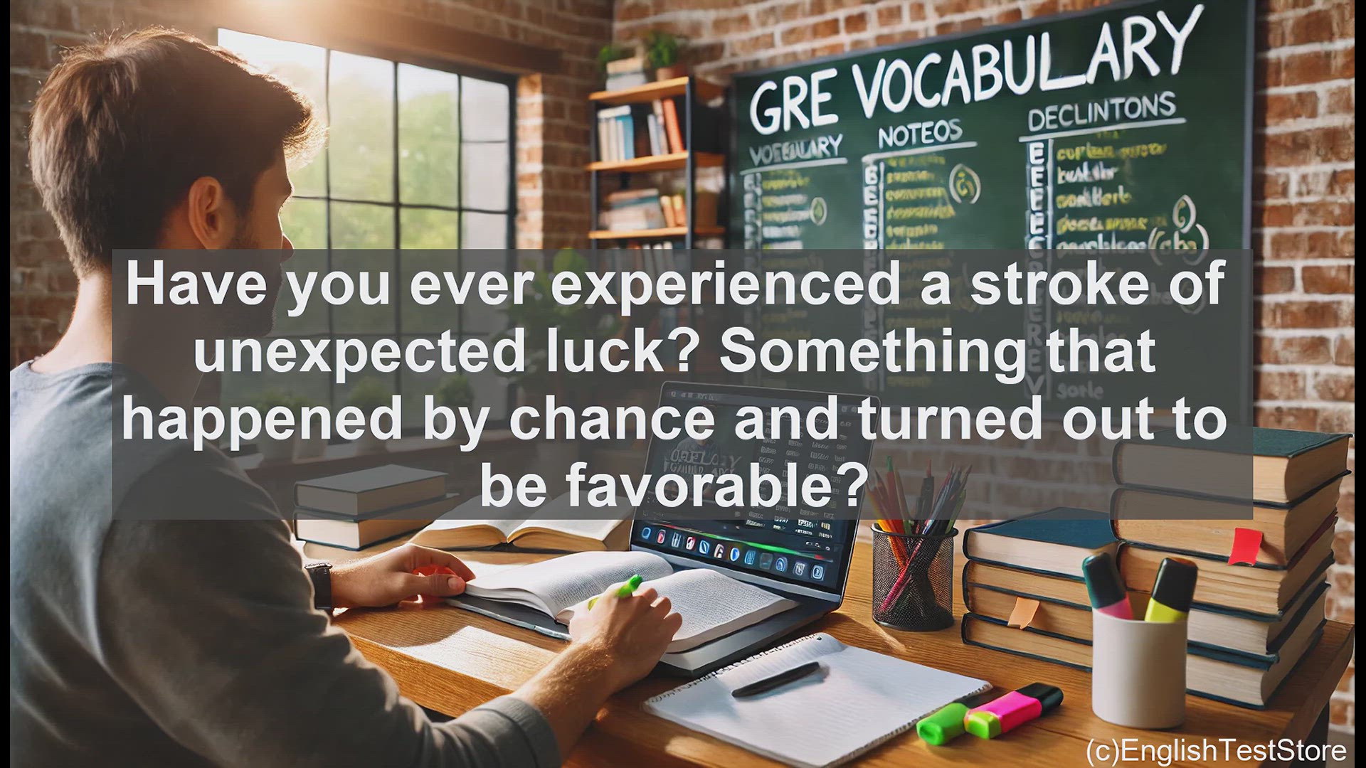 'Video thumbnail for GRE Vocabulary Lesson: Exploring the Meaning of Fortuitous - Chance Encounters and Unexpected Luck'