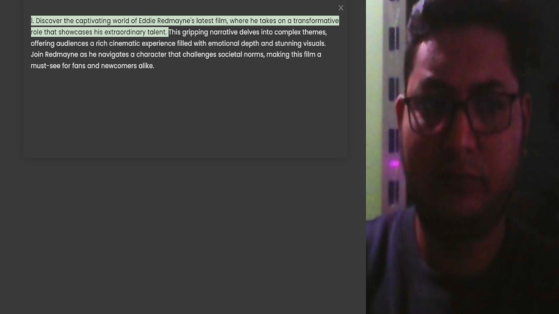 Video thumbnail for 1. Discover the captivating world of Eddie Redmayne's latest film, where he takes on a transformative role that showcases his extraordinary talent. This gripping narrative delves into complex themes, offering audiences a rich cinematic ex