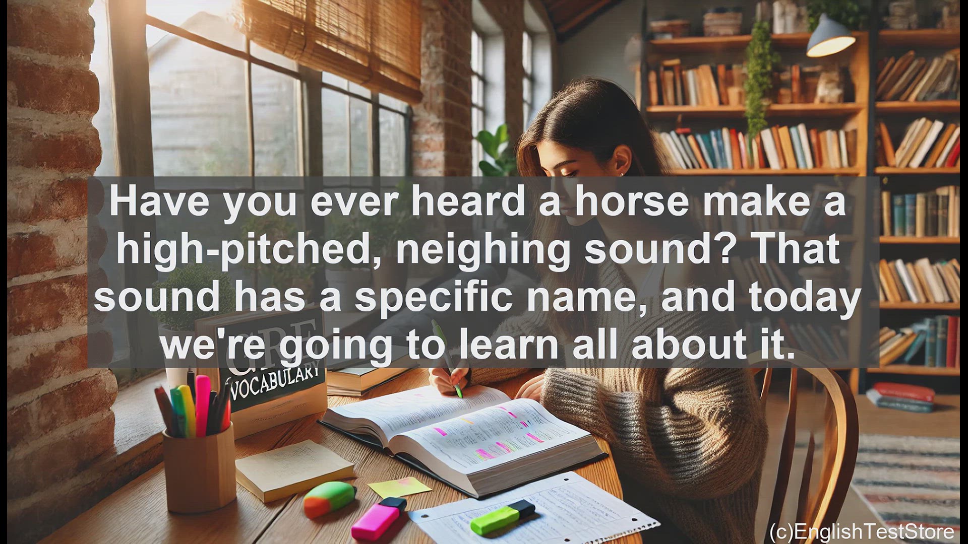 'Video thumbnail for GRE Vocabulary Lesson: Whinny - The Distinctive Sound of Horses'