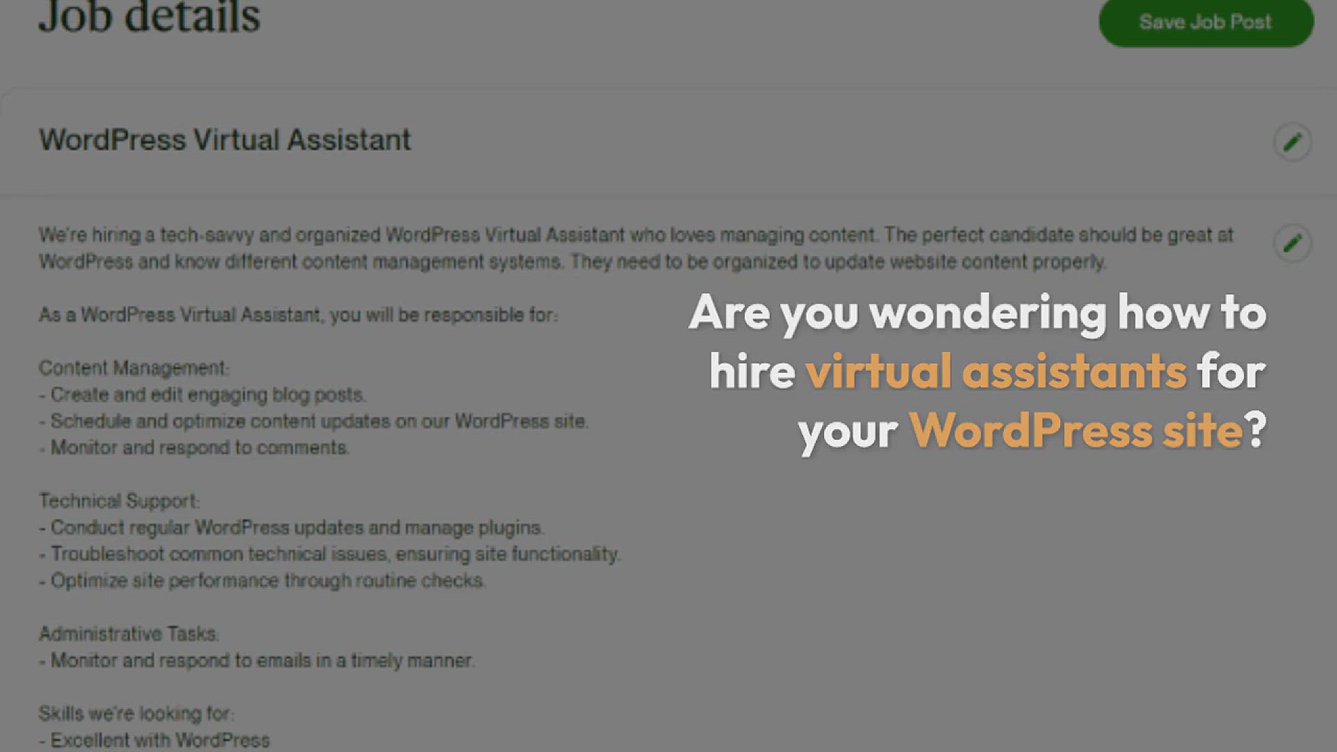 'Video thumbnail for How to Hire Virtual Assistants for Your WordPress Site (Expert Tips)'