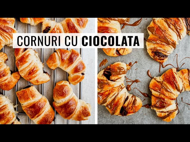 'Video thumbnail for 🥐 CORNURI cu unt și ciocolată 👉 rețeta simplă de croissante cu Nutella'
