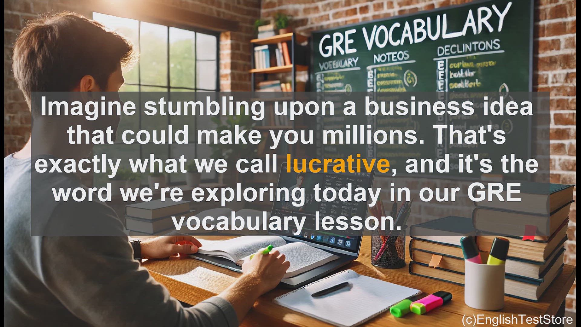 'Video thumbnail for GRE Vocabulary Lesson: Exploring the Meaning of Lucrative'