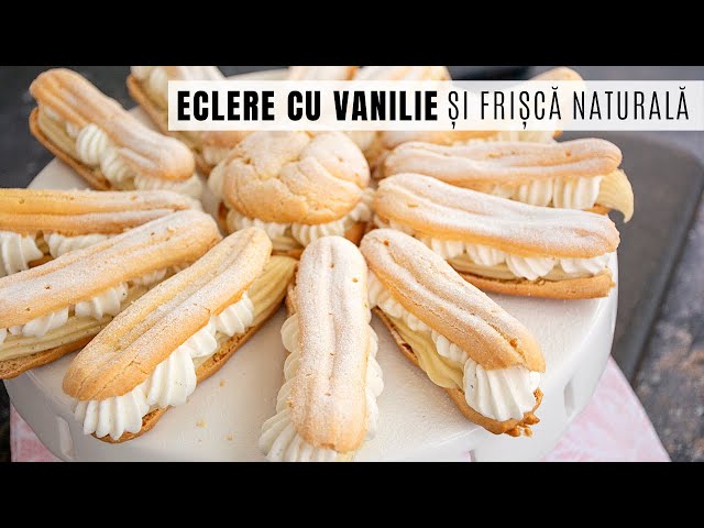 'Video thumbnail for Eclere cu crema de vanilie și frișcă - desertul pe care nimeni nu îl refuză! | Bucate Aromate'