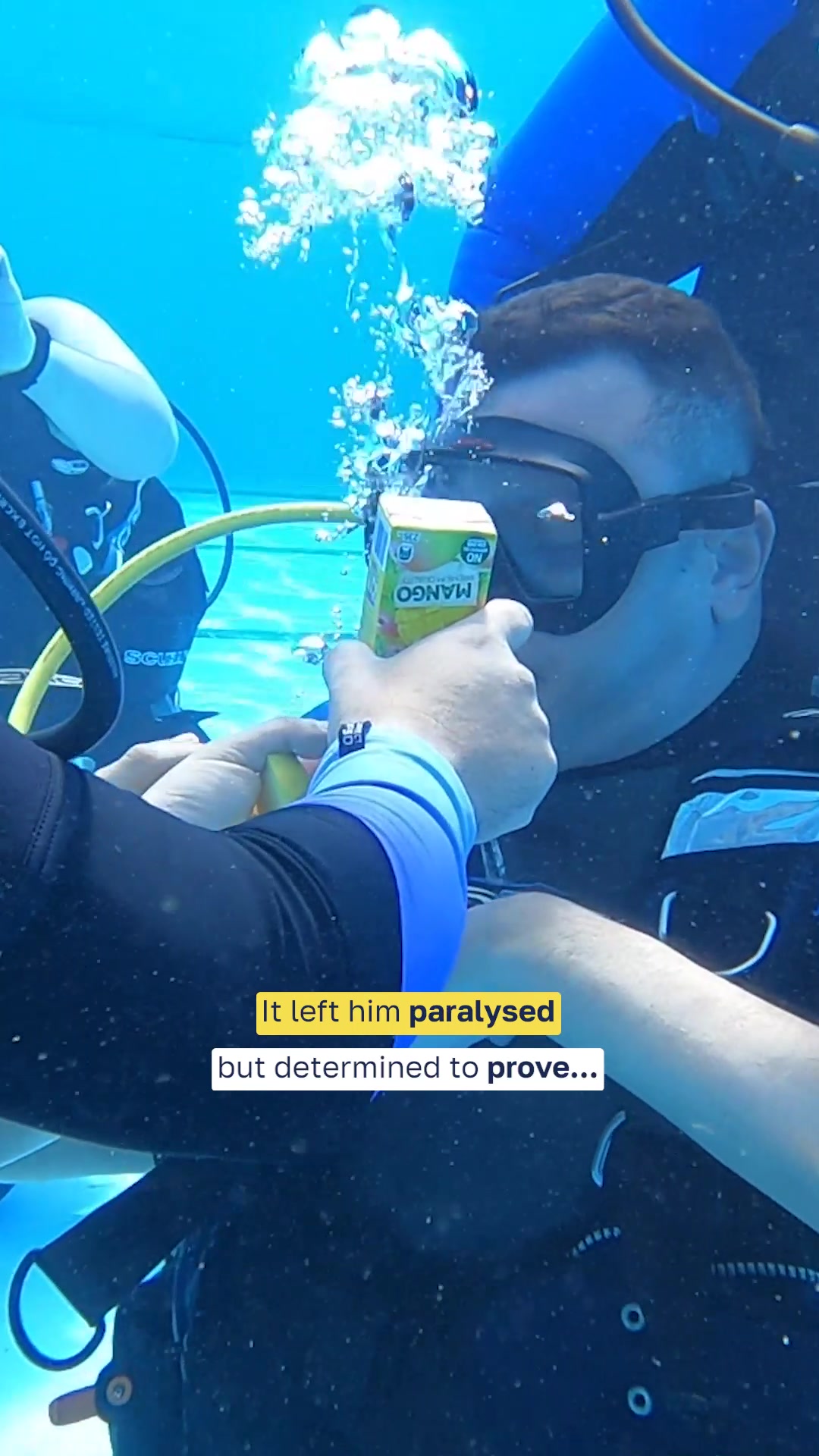 'Video thumbnail for Egyptian naval officer becomes first quadriplegic man to break scuba record'