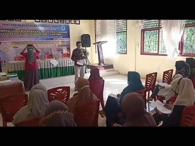 Video thumbnail for PKM Kel. Usaha Makanan Untuk Penyusunan Laporan Keuangan Variabel Costing Di Nagari Lubuk Basung