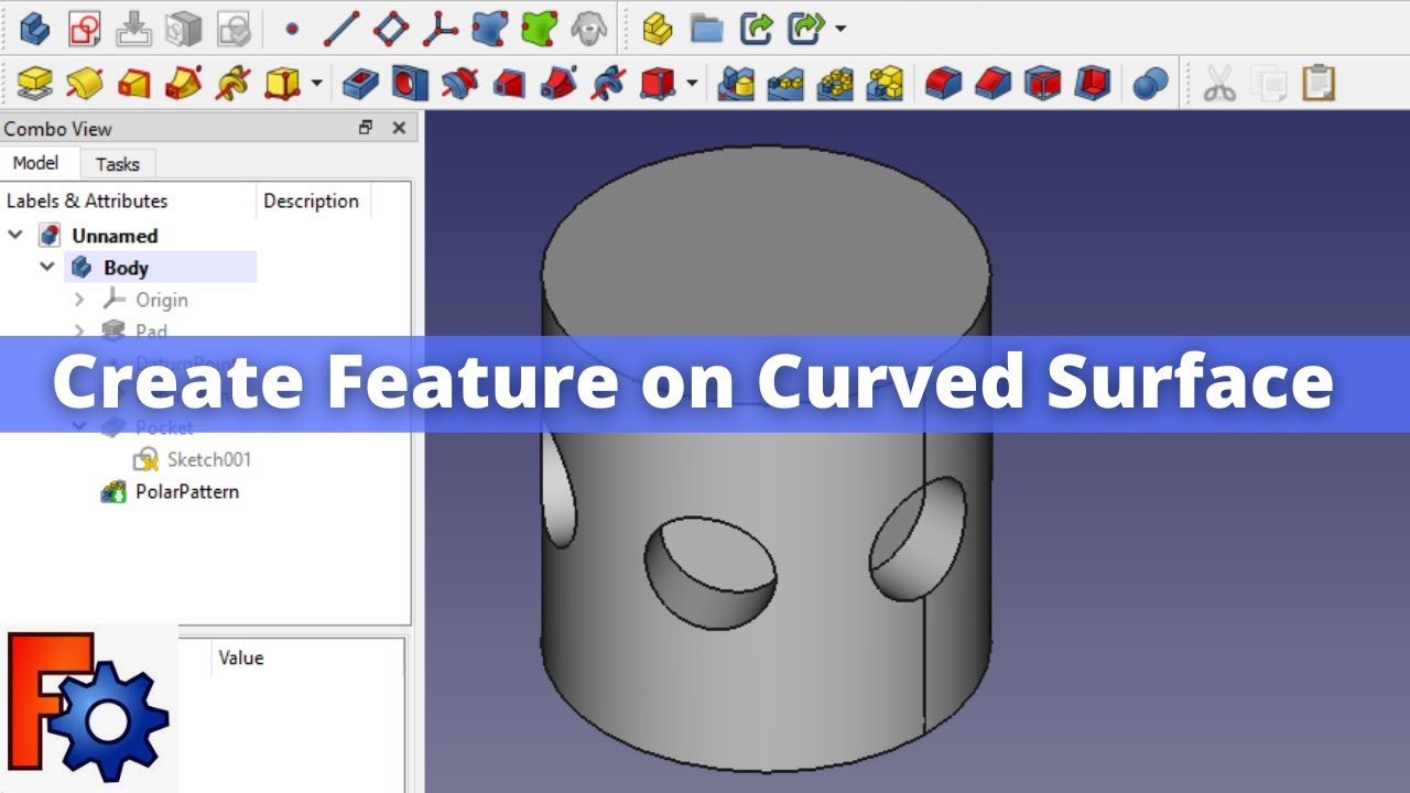 'Video thumbnail for Create Feature on Curved Face in FreeCAD | FreeCAD Tutorial | Mechnexus |'